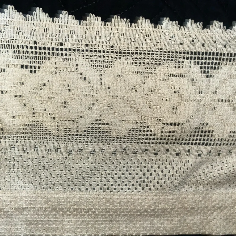 Vintage Lace Open Crochet Cream Farmhouse Delicate 50” Window Valance Curtain